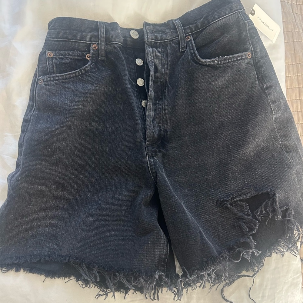 Agolde Charcoal Distressed Jean Shorts